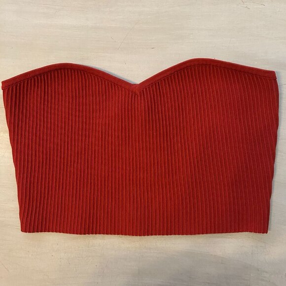 NWT Le Lis  Ribbed Strapless Crop Tube Top  Size Small Sweetheart Neckline - Picture 7 of 8